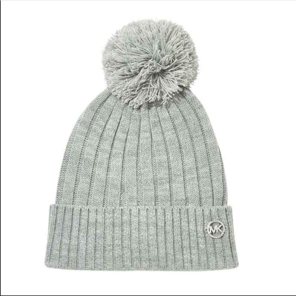 NWT Michael Kors Gray Beanie with Pom, $48